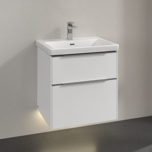 Villeroy and Boch Subway 3.0 Brilliant White 600mm Wall Hung 2 Drawer Vanity Unit with LED Lighting