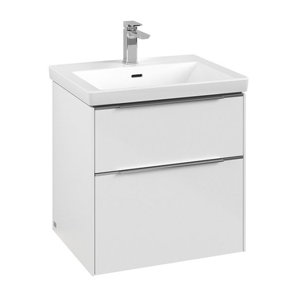 Villeroy and Boch Subway 3.0 Brilliant White 600mm Wall Hung 2 Drawer Vanity Unit with LED Lighting - Image 3