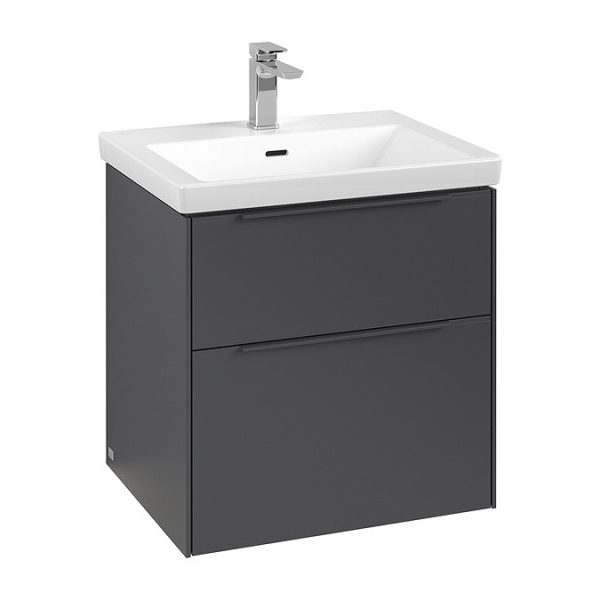 Villeroy and Boch Subway 3.0 Graphite 600mm Wall Hung 2 Drawer Vanity Unit with LED Lighting - Image 3