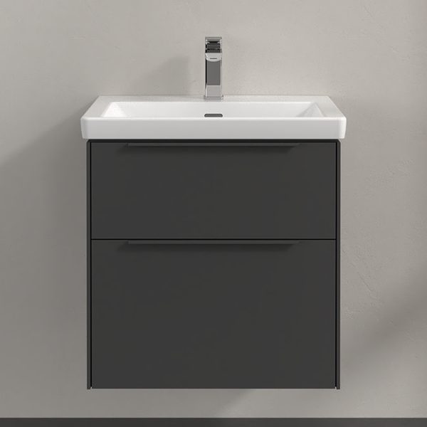 Villeroy and Boch Subway 3.0 Graphite 600mm Wall Hung 2 Drawer Vanity Unit with LED Lighting - Image 4