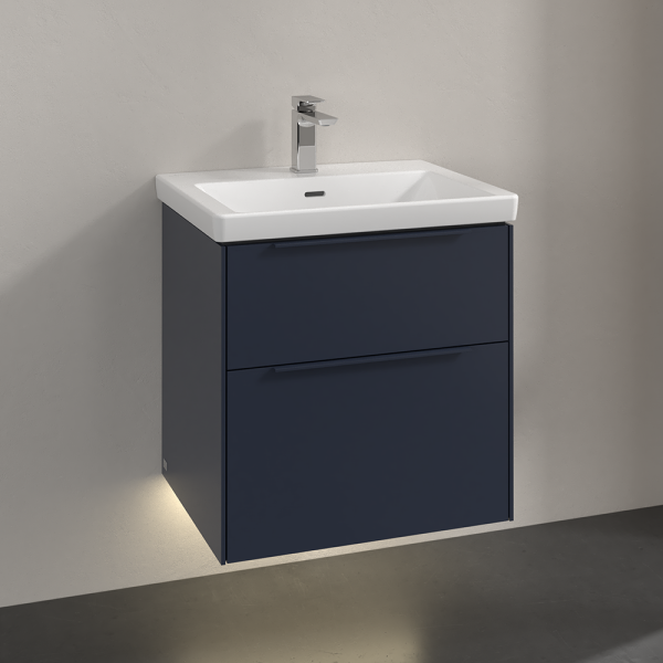 Villeroy and Boch Subway 3.0 Marine Blue 600mm Wall Hung 2 Drawer Vanity Unit with LED Lighting
