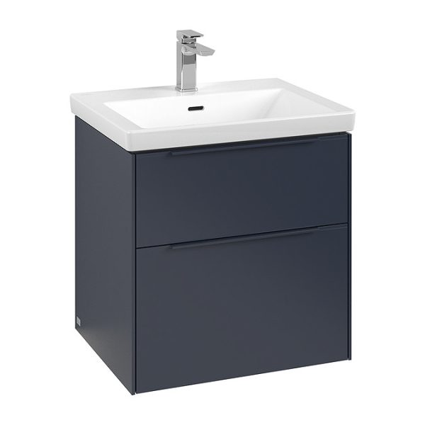 Villeroy and Boch Subway 3.0 Marine Blue 600mm Wall Hung 2 Drawer Vanity Unit with LED Lighting - Image 3