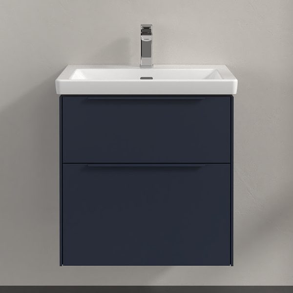 Villeroy and Boch Subway 3.0 Marine Blue 600mm Wall Hung 2 Drawer Vanity Unit with LED Lighting - Image 4