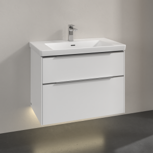 Villeroy and Boch Subway 3.0 Brilliant White 800mm Wall Hung 2 Drawer Vanity Unit with LED Lighting