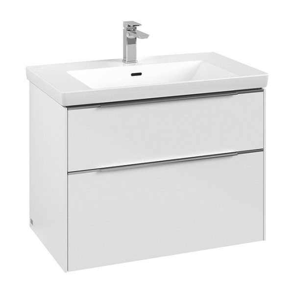 Villeroy and Boch Subway 3.0 Brilliant White 800mm Wall Hung 2 Drawer Vanity Unit with LED Lighting - Image 3