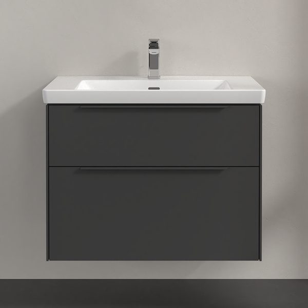 Villeroy and Boch Subway 3.0 Graphite 800mm Wall Hung 2 Drawer Vanity Unit with LED Lighting - Image 4