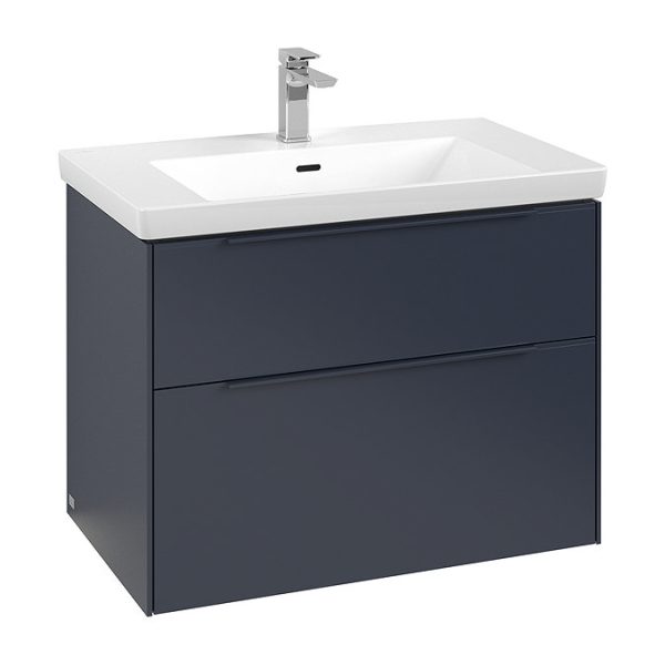Villeroy and Boch Subway 3.0 Marine Blue 800mm Wall Hung 2 Drawer Vanity Unit with LED Lighting - Image 3