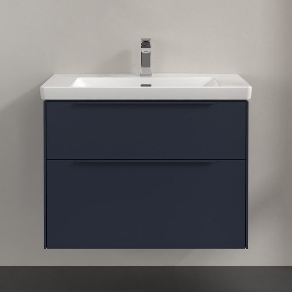 Villeroy and Boch Subway 3.0 Marine Blue 800mm Wall Hung 2 Drawer Vanity Unit with LED Lighting - Image 4
