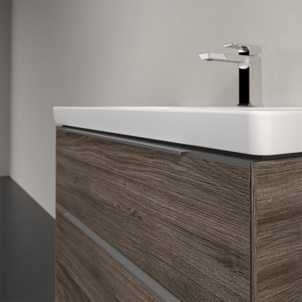 Villeroy and Boch Subway 3.0 Stone Oak 800mm Wall Hung 2 Drawer Vanity Unit with LED Lighting - Image 2