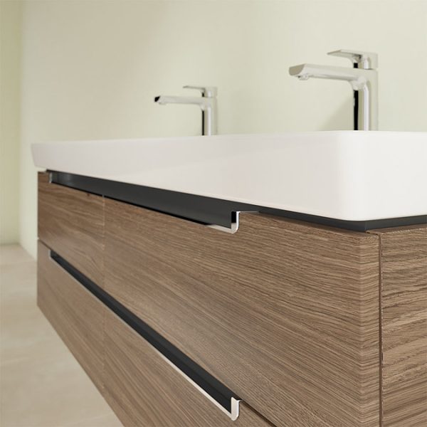 Villeroy and Boch Subway 2.0 Arizona Oak 1300mm Wall Hung Double Basin Vanity Unit - Image 4