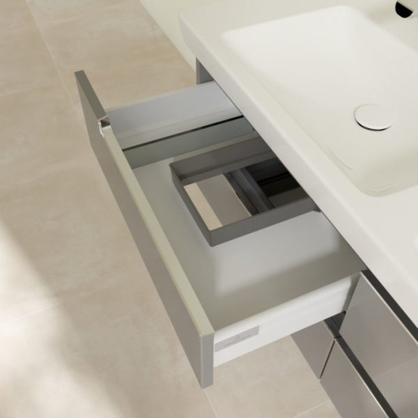 Villeroy and Boch Subway 2.0 Glossy Grey 1300mm Wall Hung Double Basin Vanity Unit - Image 6