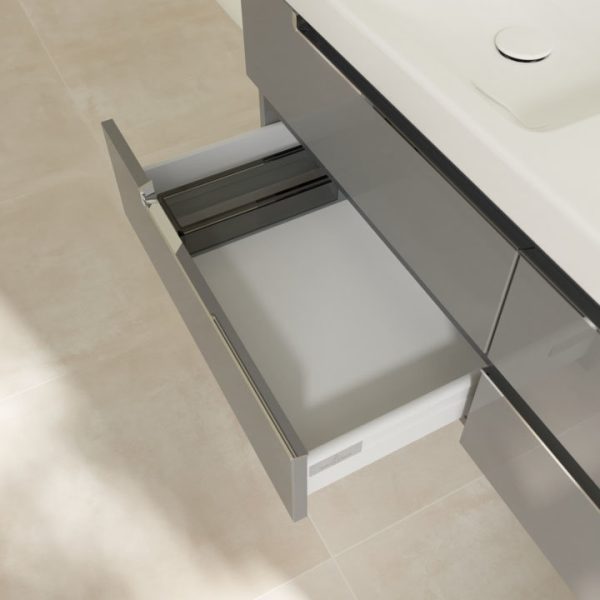 Villeroy and Boch Subway 2.0 Glossy Grey 1300mm Wall Hung Double Basin Vanity Unit - Image 2