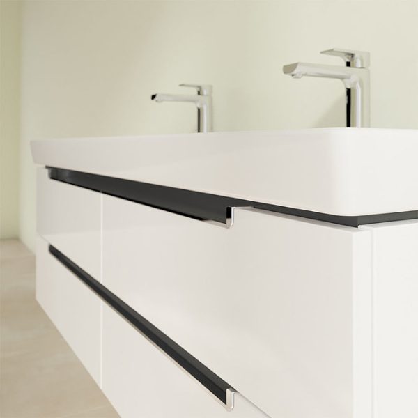 Villeroy and Boch Subway 2.0 Glossy White 1300mm Wall Hung Double Basin Vanity Unit - Image 4