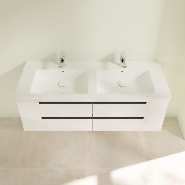 Villeroy and Boch Subway 2.0 Glossy White 1300mm Wall Hung Double Basin Vanity Unit - Image 5
