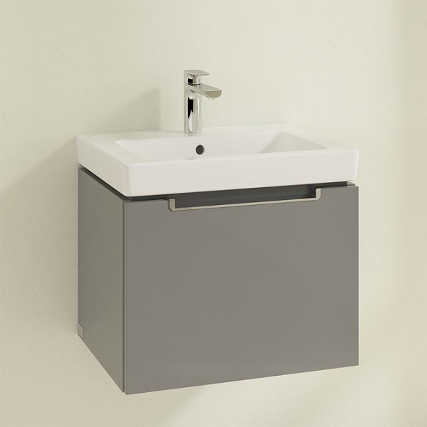 Villeroy and Boch Subway 2.0 Glossy Grey 550mm Wall Hung 1 Drawer Vanity Unit - Image 3