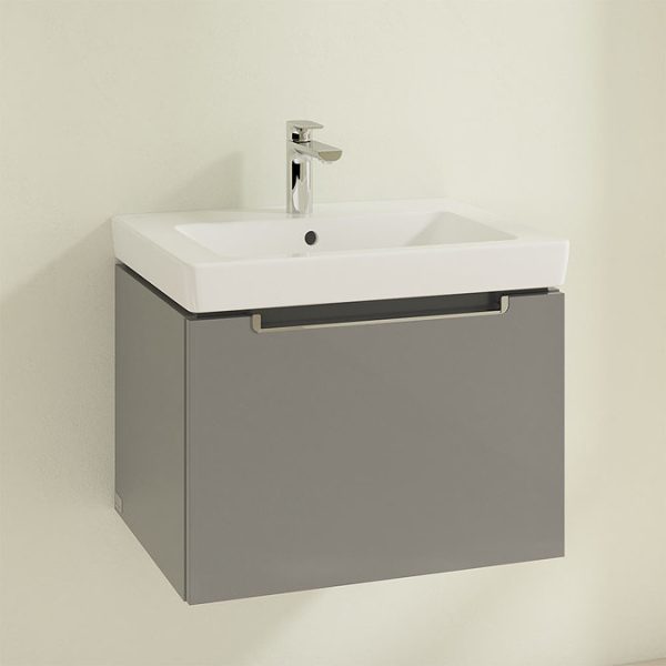 Villeroy and Boch Subway 2.0 Glossy Grey 600mm Wall Hung 1 Drawer Vanity Unit - Image 3