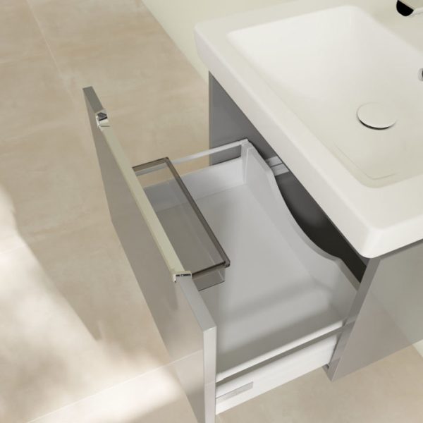 Villeroy and Boch Subway 2.0 Glossy Grey 600mm Wall Hung 1 Drawer Vanity Unit - Image 2