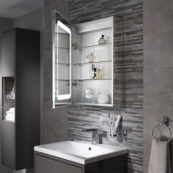 Sensio Belle Dual Lit LED Mirror Cabinet with Demister Pad & Shaving Socket - Image 5