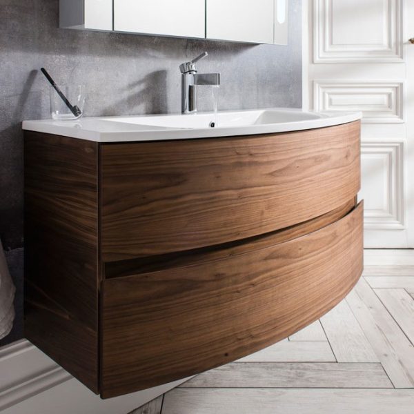 Crosswater   Svelte Two Drawer Vanity Unit & Basin   American Walnut - Image 4
