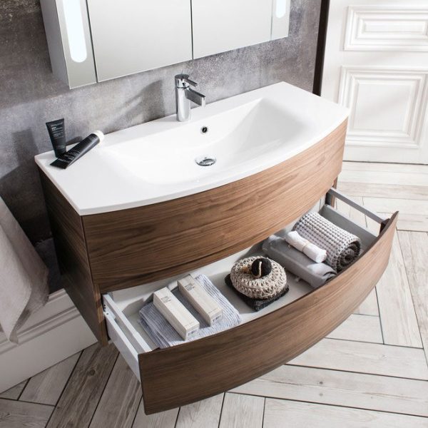 Crosswater   Svelte Two Drawer Vanity Unit & Basin   American Walnut - Image 5