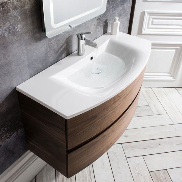 Crosswater   Svelte Two Drawer Vanity Unit & Basin   American Walnut - Image 6