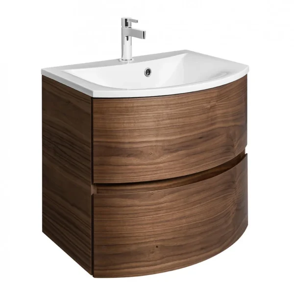 Crosswater   Svelte Two Drawer Vanity Unit & Basin   American Walnut