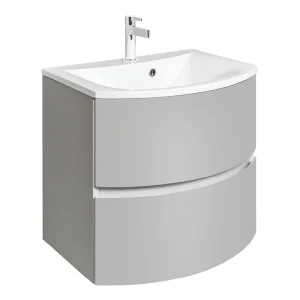 Crosswater Svelte Two Drawer Vanity Unit & Basin   Storm Grey Matt Width 800mm