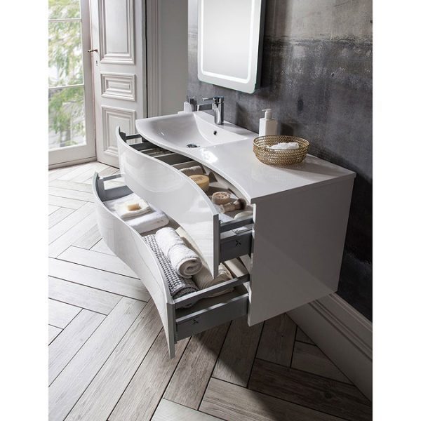 Crosswater   Svelte Two Drawer Vanity Unit & Basin   White Gloss - Image 3