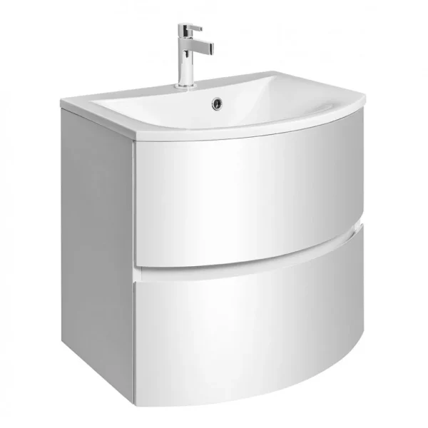 Crosswater   Svelte Two Drawer Vanity Unit & Basin   White Gloss