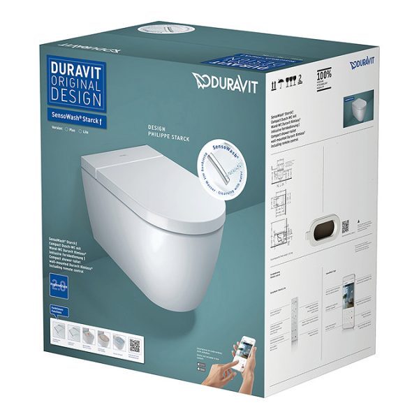 Duravit SensoWash Starck F Lite Compact Wall Hung Shower Toilet + Install Kit - Image 2
