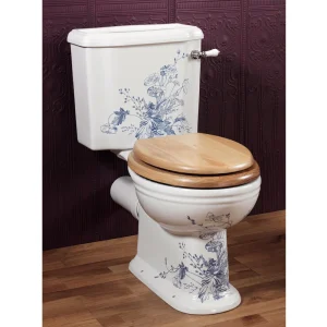 Silverdale Victorian Blue Garden Pattern Close Coupled Toilet   Excludes Seat