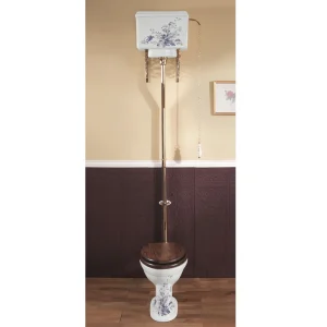 Silverdale Victorian Blue Garden Pattern High Level Toilet   Excludes Seat Chrome Fittings