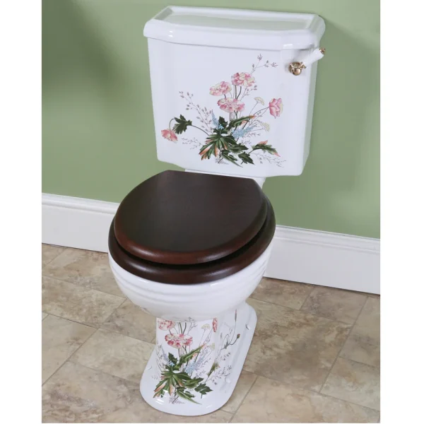 Silverdale Victorian Garden Pattern Close Coupled Toilet   Excludes Seat