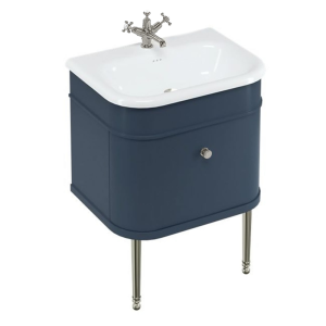 Burlington Chalfont 650mm Blue Single Drawer Vanity Unit with Brushed Nickel Handle