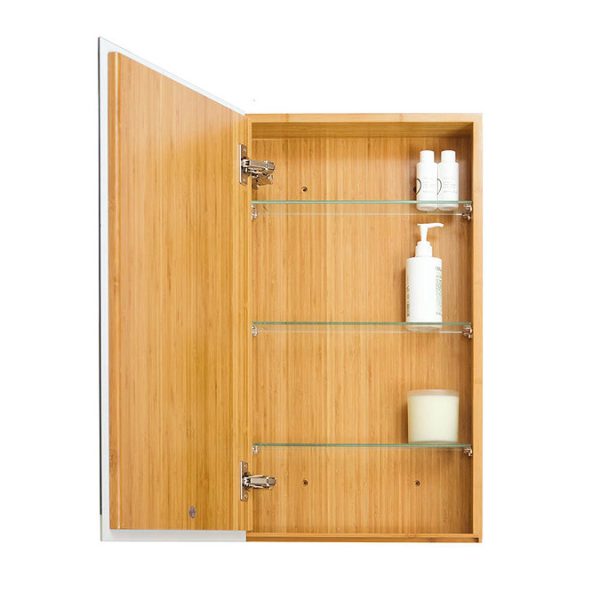700mm Slimline Mirror Cabinet Bamboo - Image 2