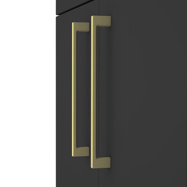 Arezzo 500 Matt Black Floor Standing Vanity Unit with Brushed Brass Handles - Image 4