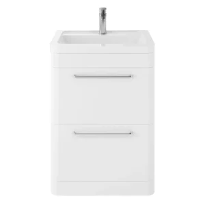 Hudson Reed Solar 600mm Floor Standing Cabinet & Basin   Pure White