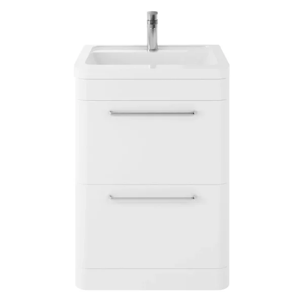 Hudson Reed Solar 600mm Floor Standing Cabinet & Basin   Pure White