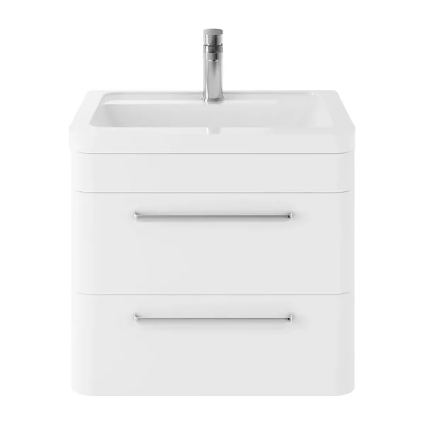 Hudson Reed Solar 600mm Wall Hung Cabinet & Basin   Pure White
