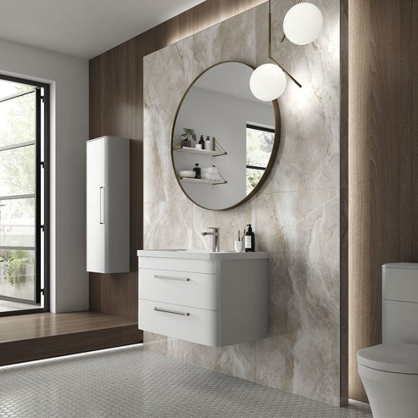 Hudson Reed Solar 800mm Wall Hung Cabinet & Basin   Pure White - Image 4
