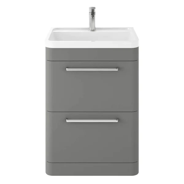 Hudson Reed Solar 600mm Floor Standing Cabinet & Basin   Cool Grey