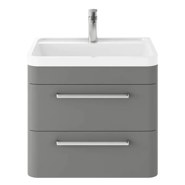 Hudson Reed Solar 600mm Wall Hung Cabinet & Basin   Cool Grey