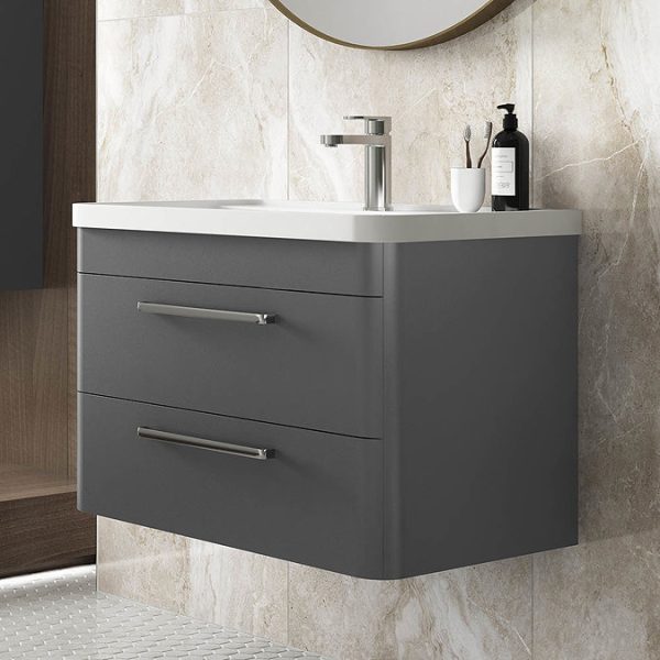 Hudson Reed Solar 800mm Wall Hung Cabinet & Basin   Cool Grey - Image 3