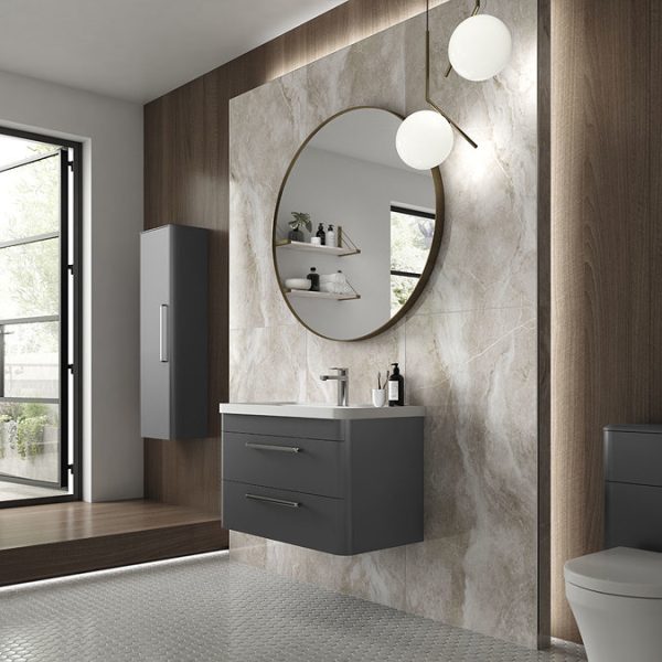 Hudson Reed Solar 800mm Wall Hung Cabinet & Basin   Cool Grey - Image 4