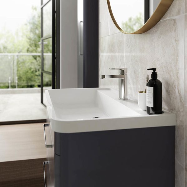 Hudson Reed Solar 800mm Wall Hung Cabinet & Basin   Indigo Blue - Image 3