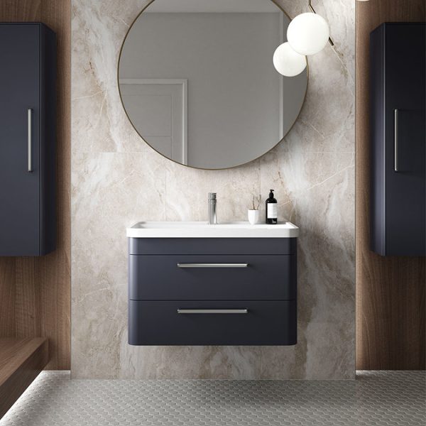 Hudson Reed Solar 800mm Wall Hung Cabinet & Basin   Indigo Blue - Image 5