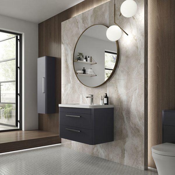 Hudson Reed Solar 800mm Wall Hung Cabinet & Basin   Indigo Blue - Image 6