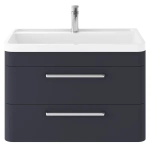 Hudson Reed Solar 800mm Wall Hung Cabinet & Basin   Indigo Blue