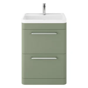 Hudson Reed Solar 600mm Floor Standing Cabinet & Basin   Matt Fern Green