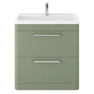 Hudson Reed Solar 800mm Floor Standing Cabinet & Basin   Matt Fern Green
